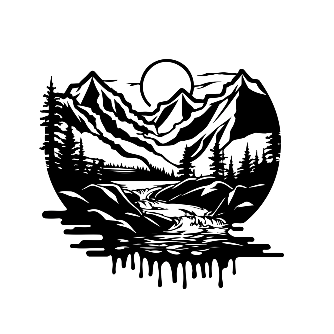 River mountain metal wall art flowing landscape design