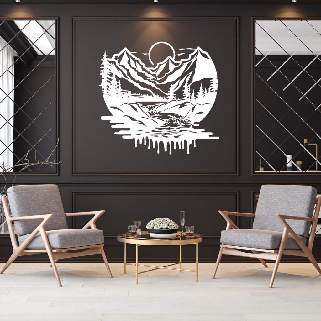 River metal wall art as a statement piece in a luxury interior