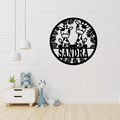 Cute giraffe safari wall art displayed in a jungle nursery