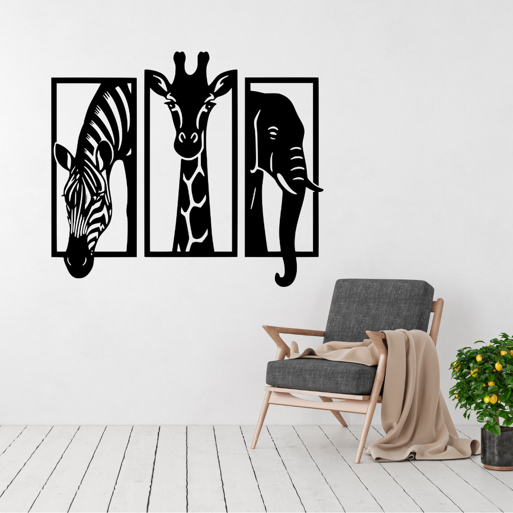 Safari Majesty | African Wildlife Panel Collection displayed in a modern living room.