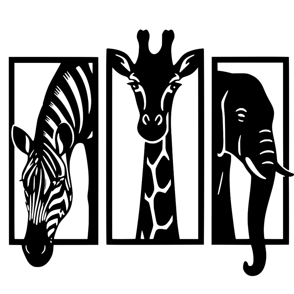 Safari Majesty | African Wildlife Panel Collection crafted from premium laser-cut powder-coated steel.