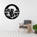 Savanna Legacy | Elephant Family Metal Wall Art displayed in a modern living room.