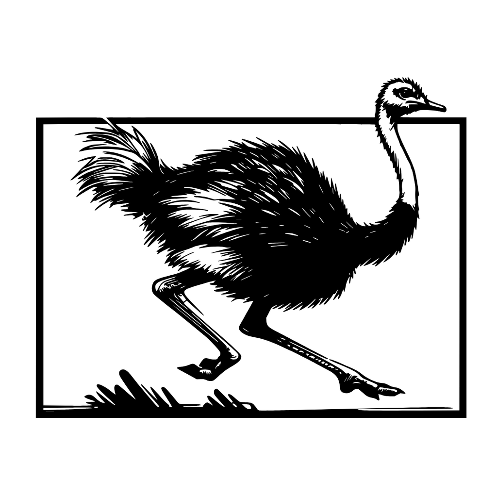 Savanna Stride | Ostrich Metal Wall Art