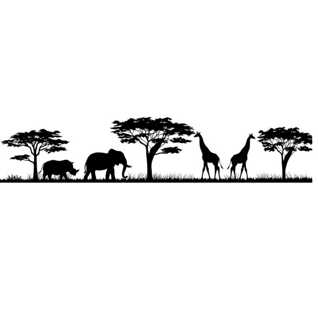 Elephant giraffe rhino metal wall art african savannah design