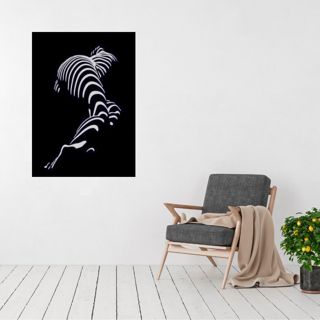 Female wall art displayed in a contemporary bedroom or studio