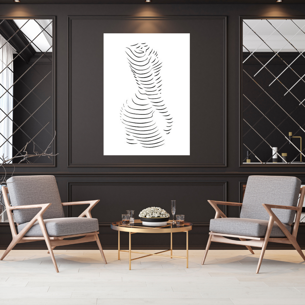 Female metal wall art as a statement piece in a refined luxury interior