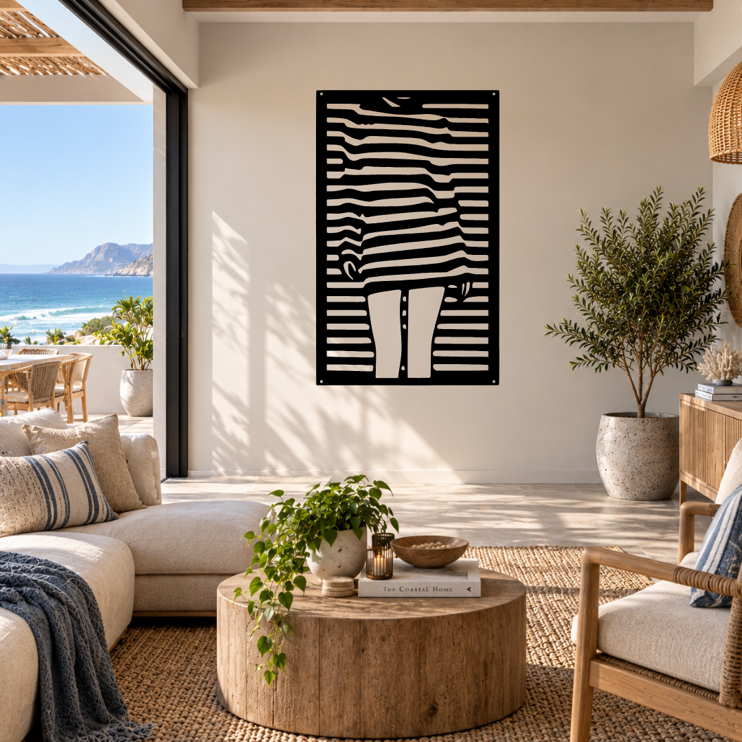Simply Her minimalist woman metal wall art displayed in a modern room with contemporary interior décor