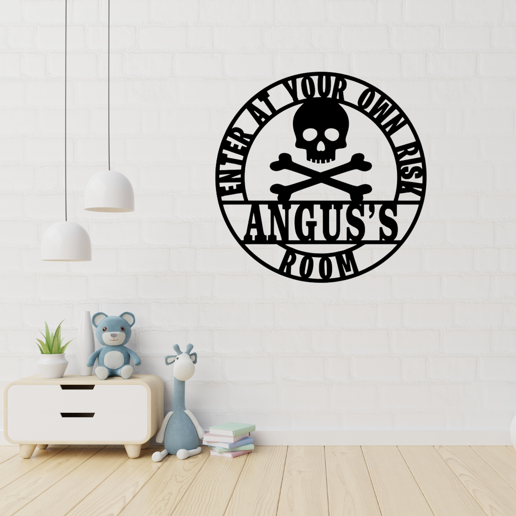 Pirate skull wall art displayed in an adventure-themed boys bedroom