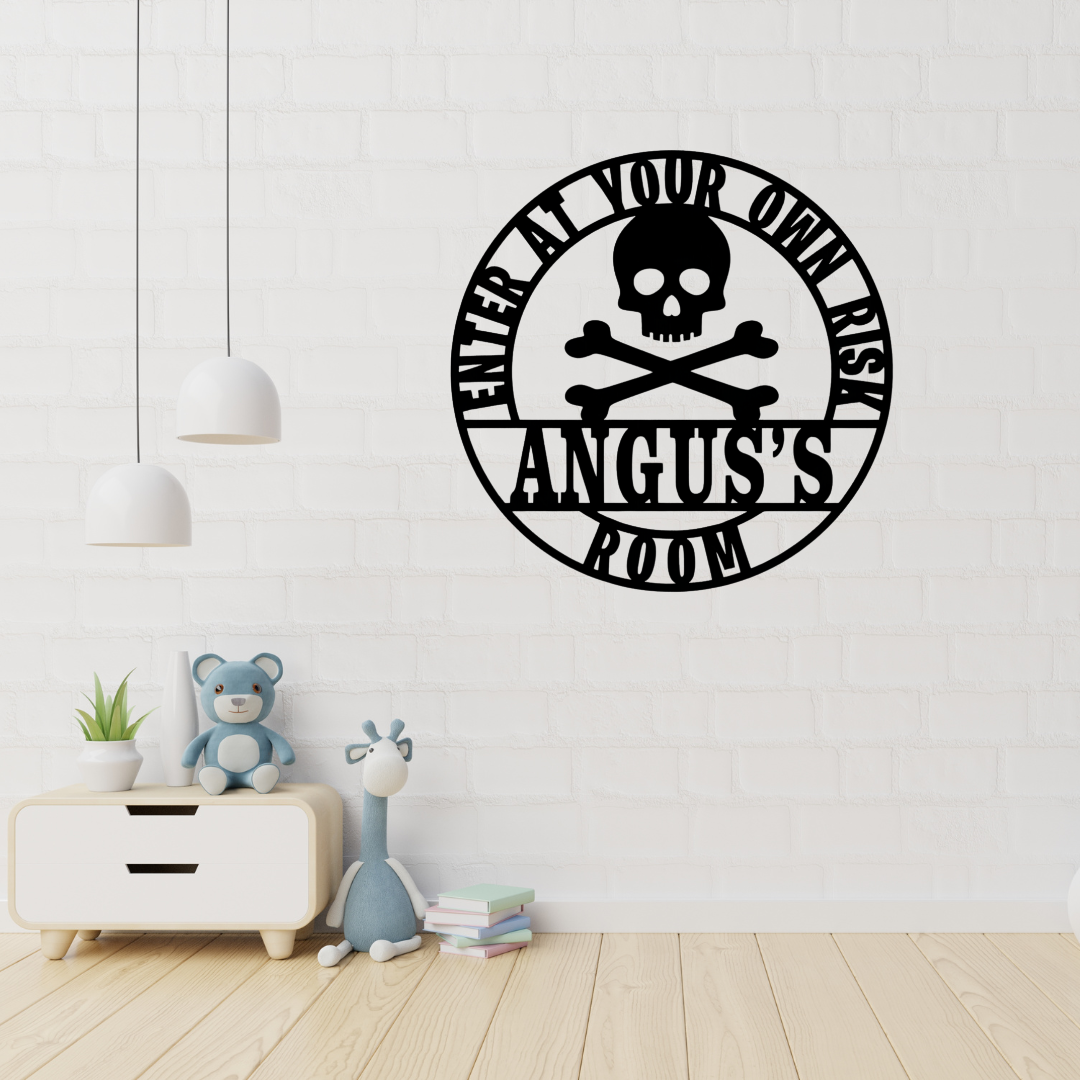 Pirate skull wall art displayed in an adventure-themed boys bedroom
