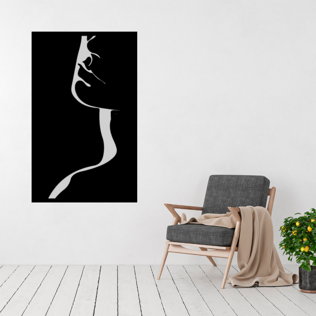 Female wall art displayed in a modern interior or bedroom setting