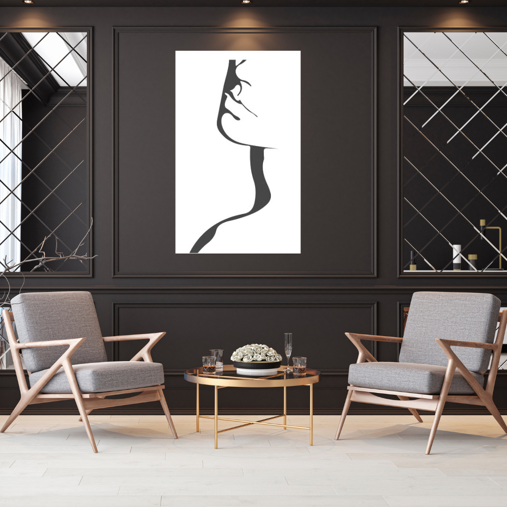 Female metal wall art as a statement piece in a refined luxury interior