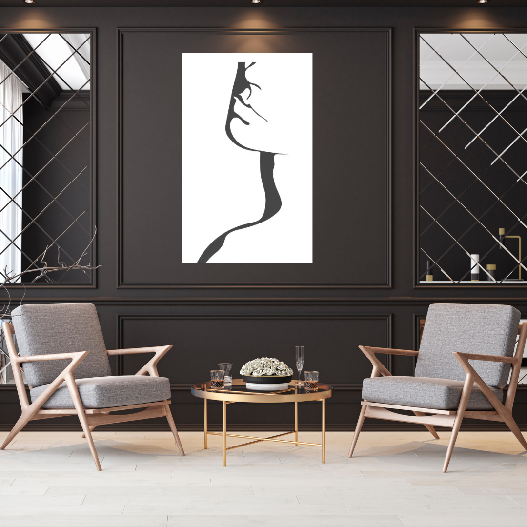 Female metal wall art as a statement piece in a refined luxury interior