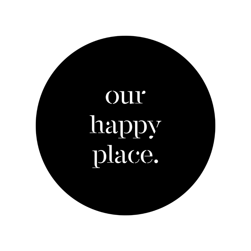 Spaces We Love | Our Happy Place Round Metal Wall Art crafted from premium laser-cut powder-coated steel.