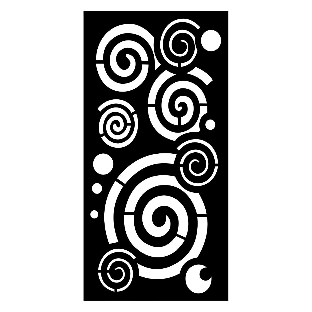Spiral Flow decorative metal privacy panel isolated on a white background showing its flowing swirl pattern