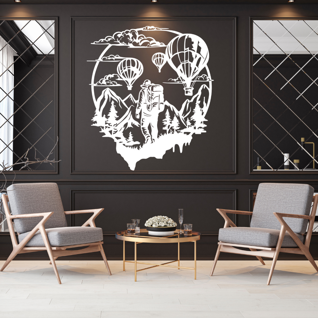Mountain metal wall art as a statement piece in a luxury interior