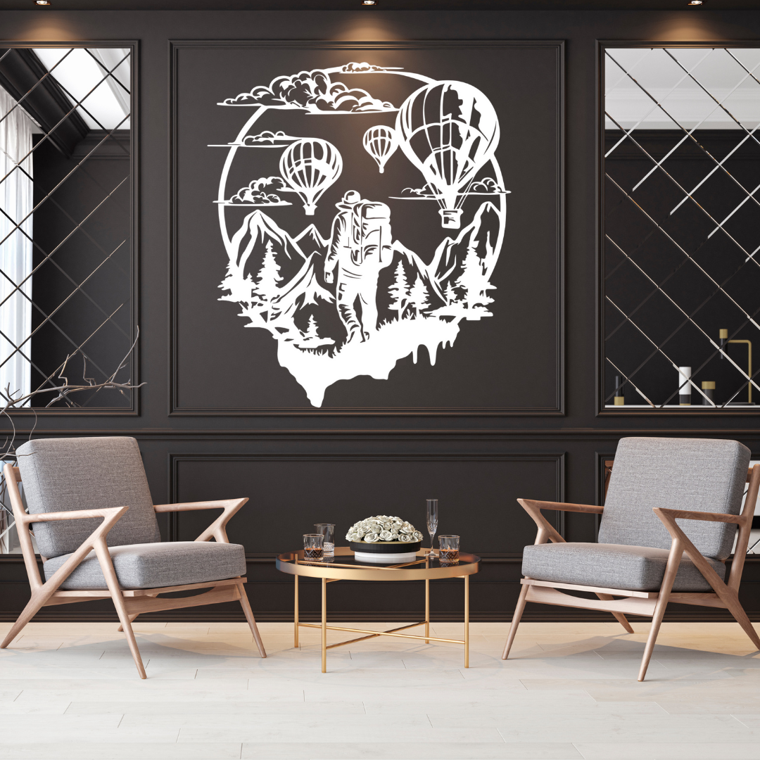 Mountain metal wall art as a statement piece in a luxury interior