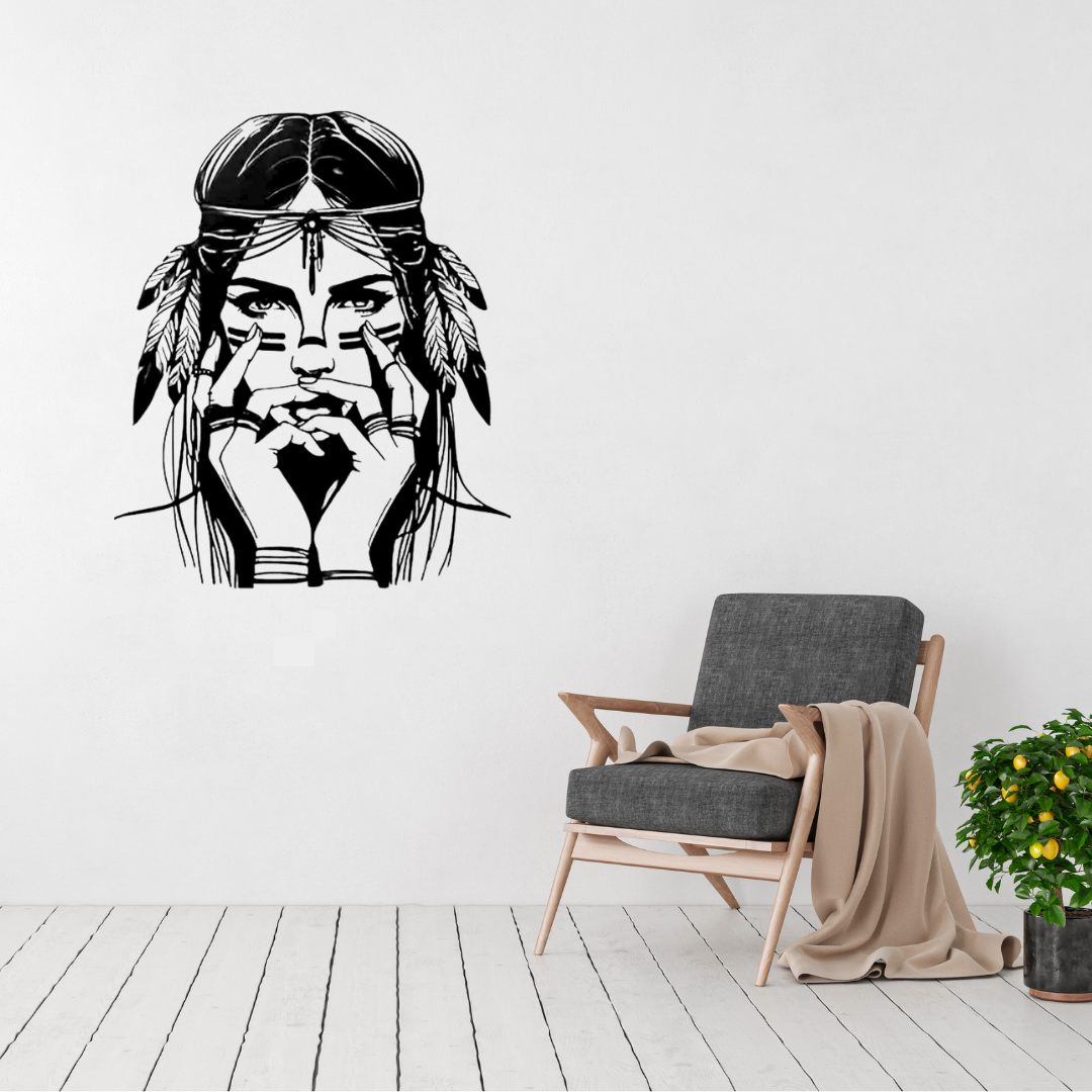 Spirit Within | Tribal Beauty Metal Wall Art displayed in a modern living room.