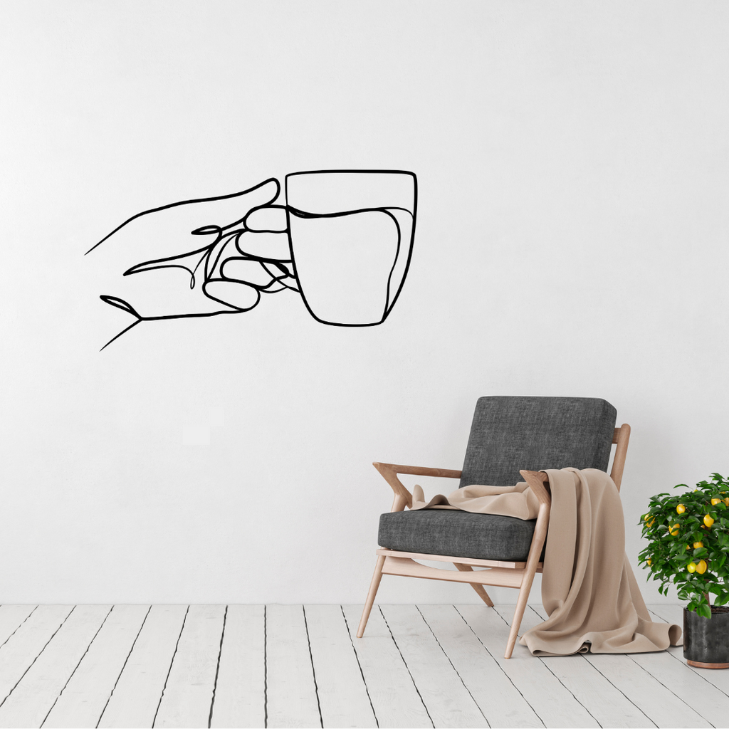 Coffee wall art displayed in a cozy modern kitchen space