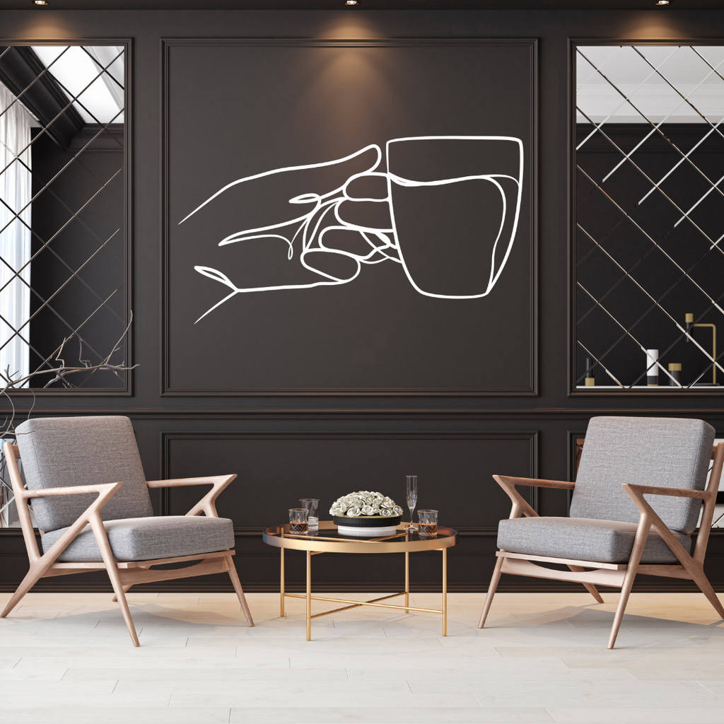 Coffee metal wall art as a statement piece in a refined interior