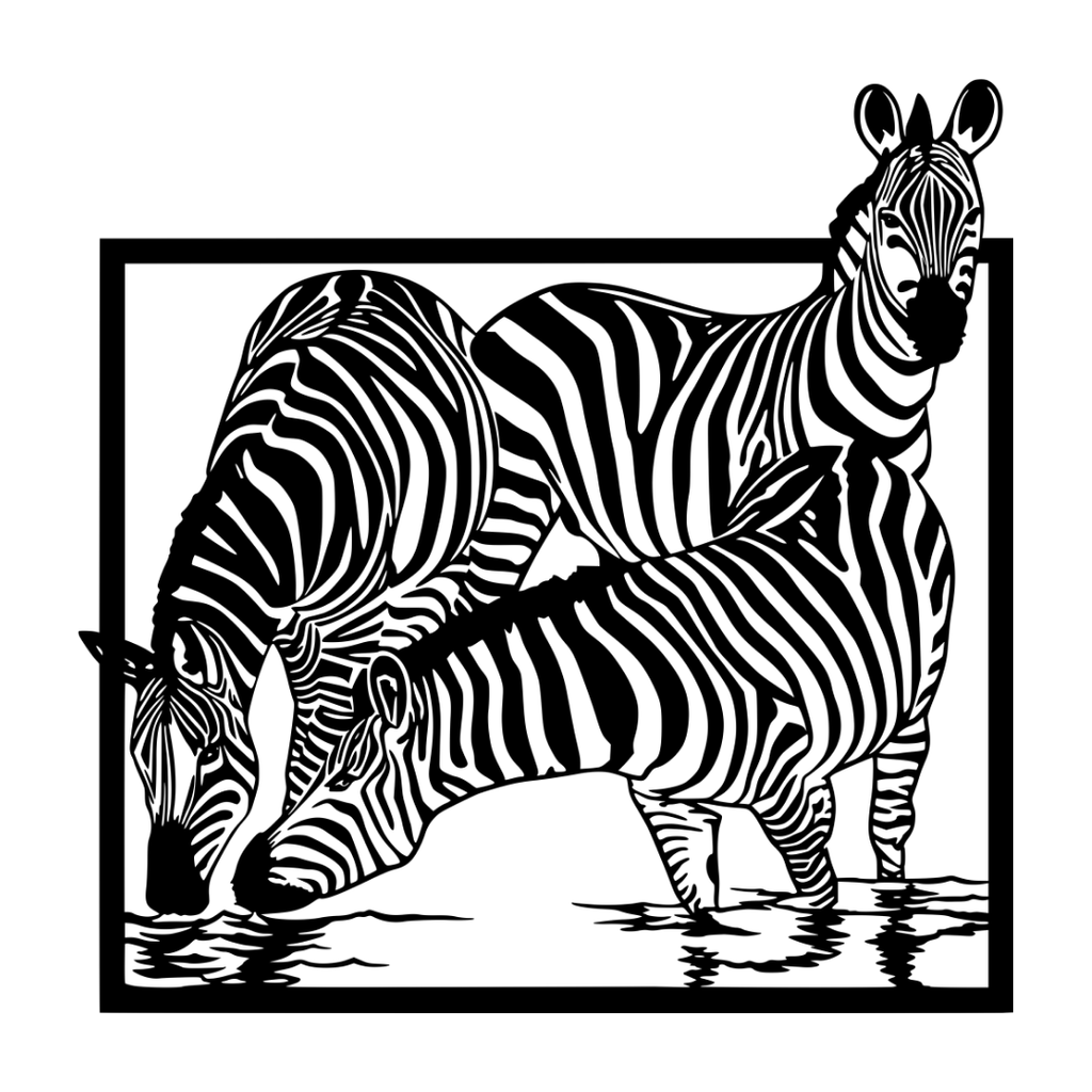 Stripes of the Wild zebra metal wall art isolated on a white background showing a distinctive striped zebra silhouette