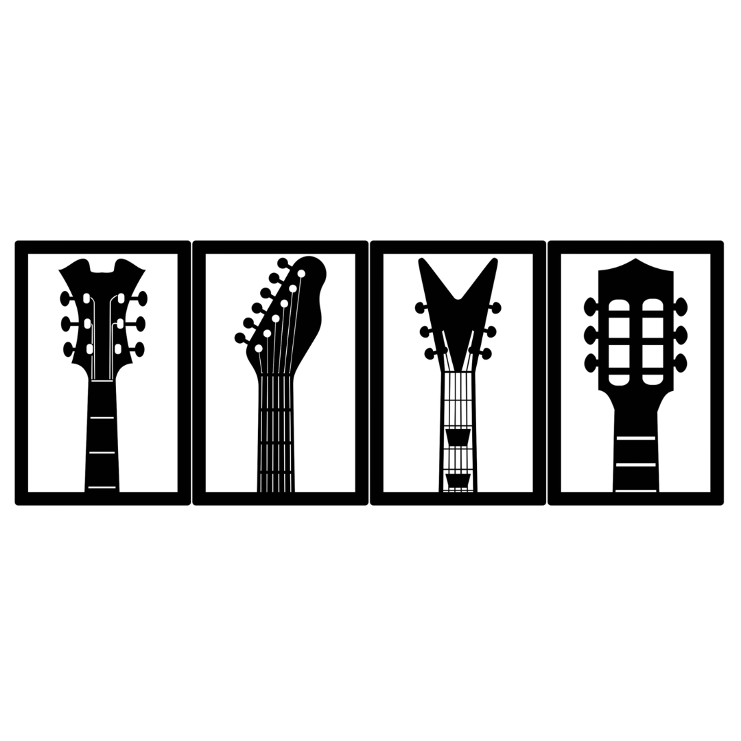 Guitar metal wall art set modern music themed design