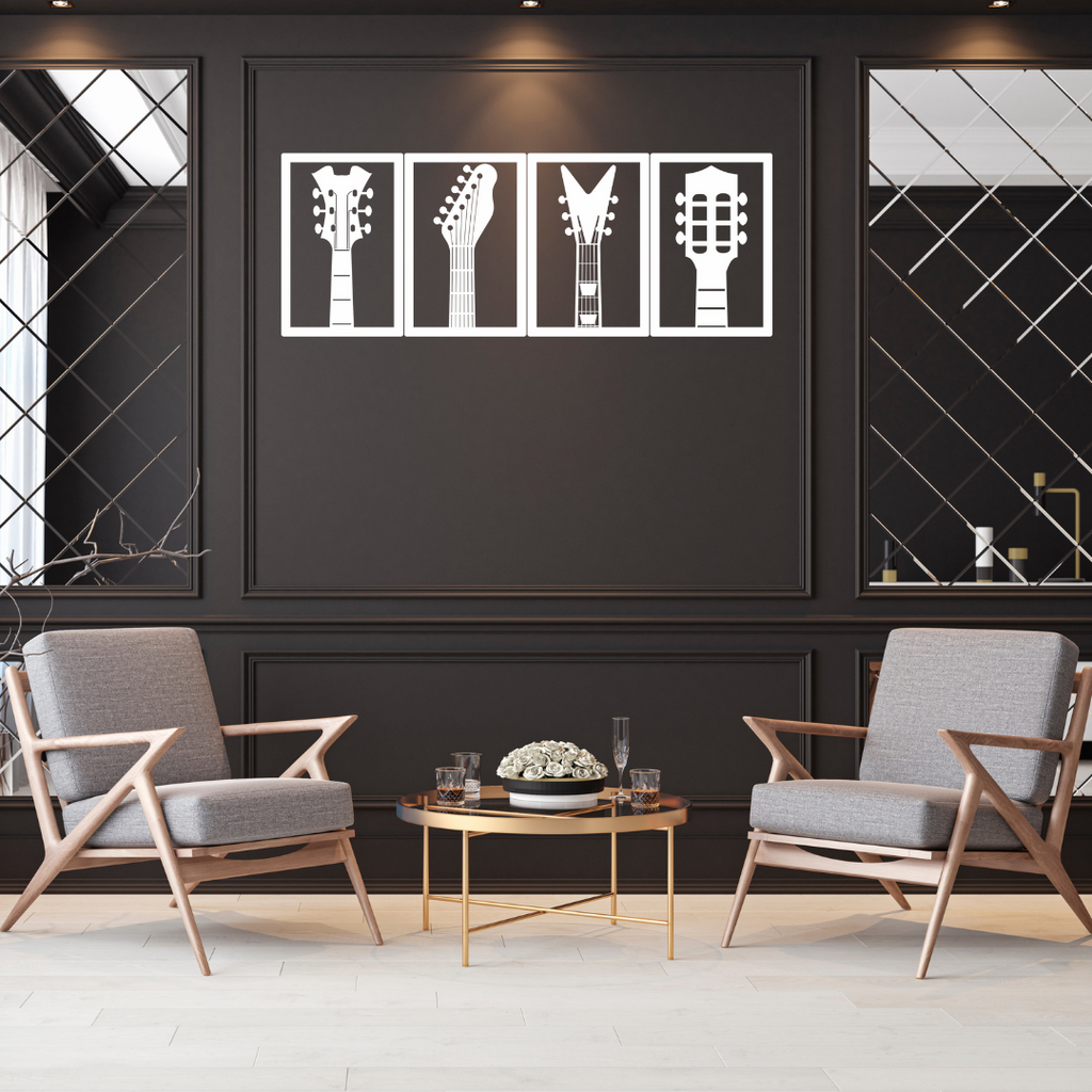 Guitar metal wall art as a statement piece in a luxury interior