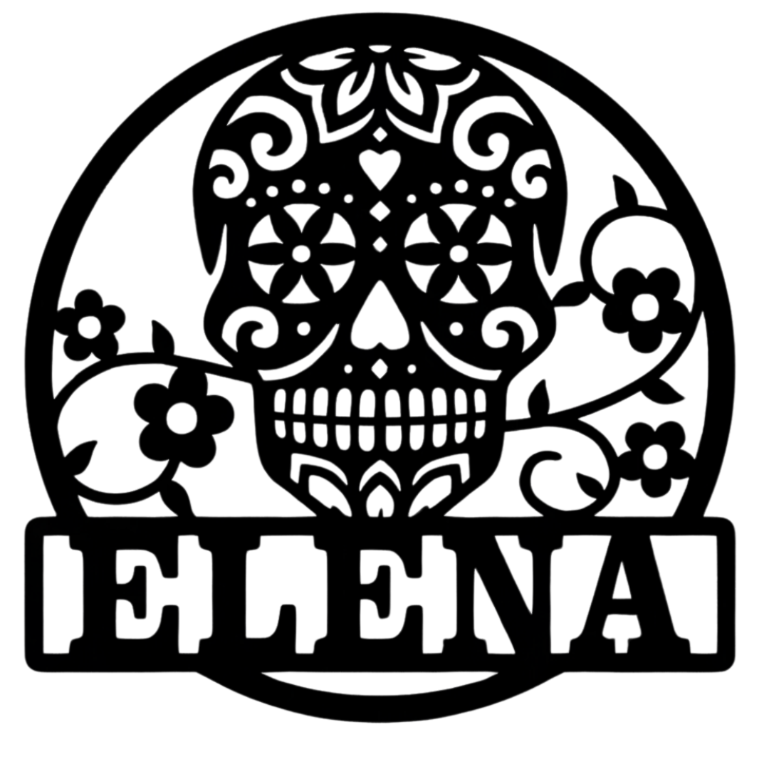 Sugar Bloom Spirit personalised sugar skull wall art on plain background