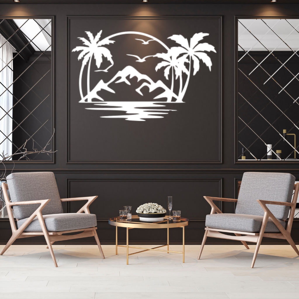 Tropical metal wall art as a statement piece in a luxury interior