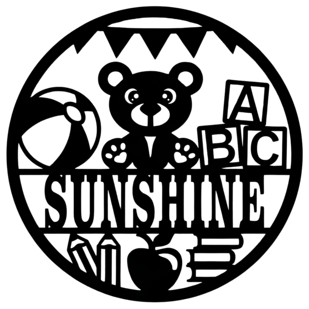 Sunshine ABC Learning wall sign isolated on white background