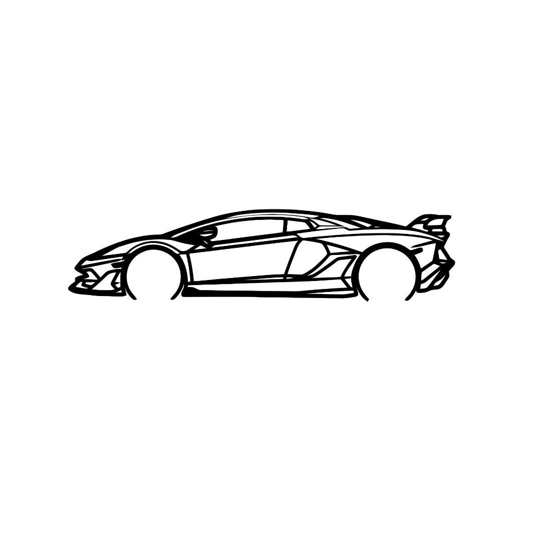 Supercar Profile Lamborghini Metal Wall Art crafted from premium laser-cut steel with a durable powder-coated finish.