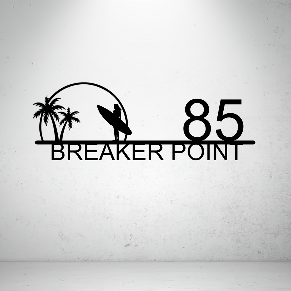 Surf Break Sign | Custom Coastal Metal House Number