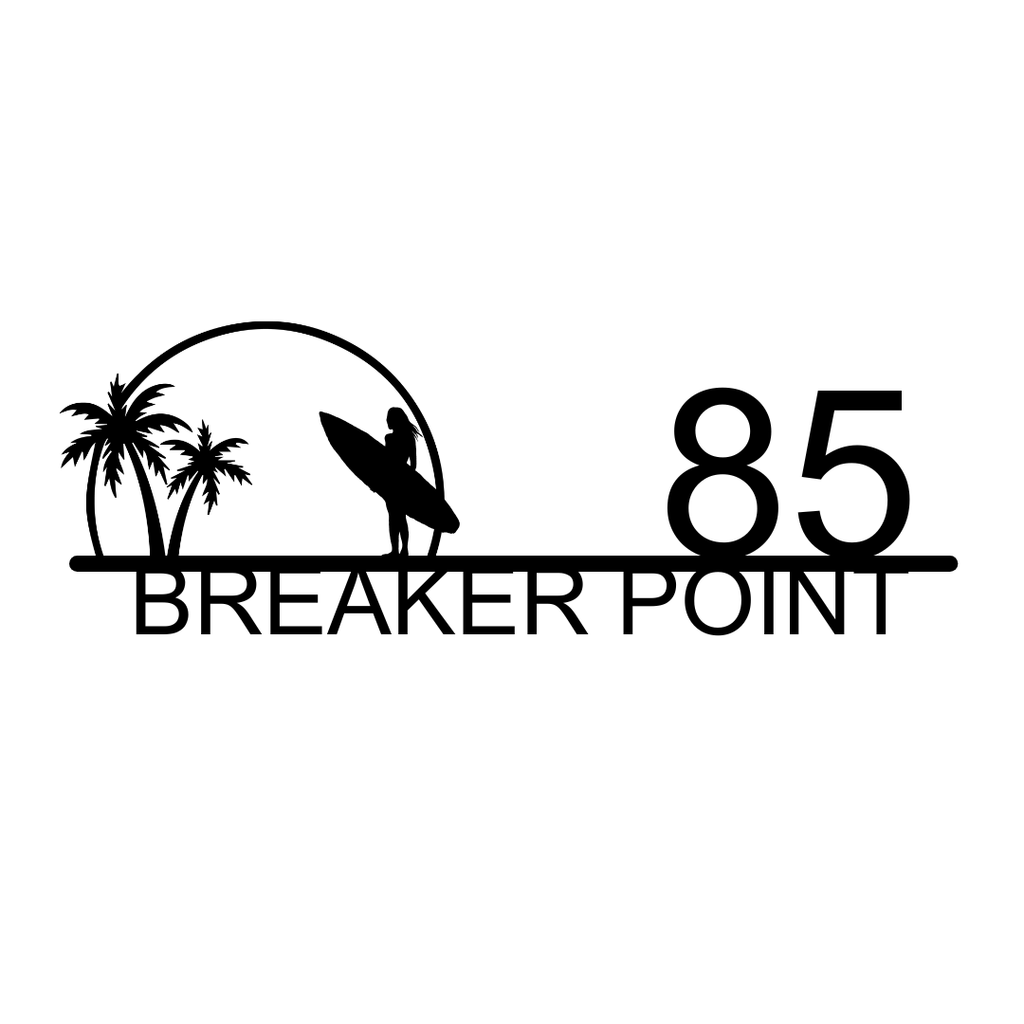 Surf Break Sign | Custom Coastal Metal House Number
