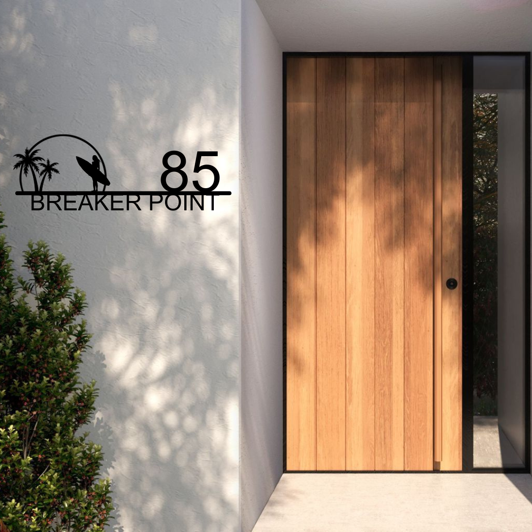 Surf Break Sign | Custom Coastal Metal House Number