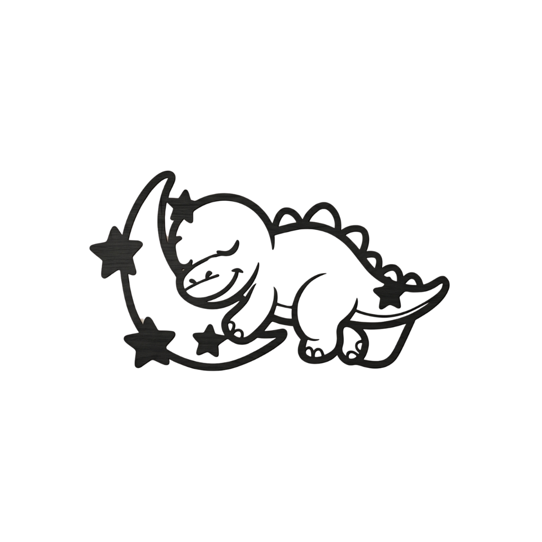 Sweet Dreams Dino | Sleeping Dinosaur Metal Wall Art crafted from premium laser-cut powder-coated steel.