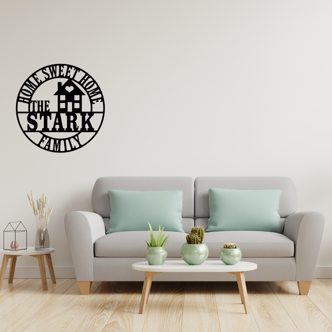 Personalised home décor styled above a living room console table