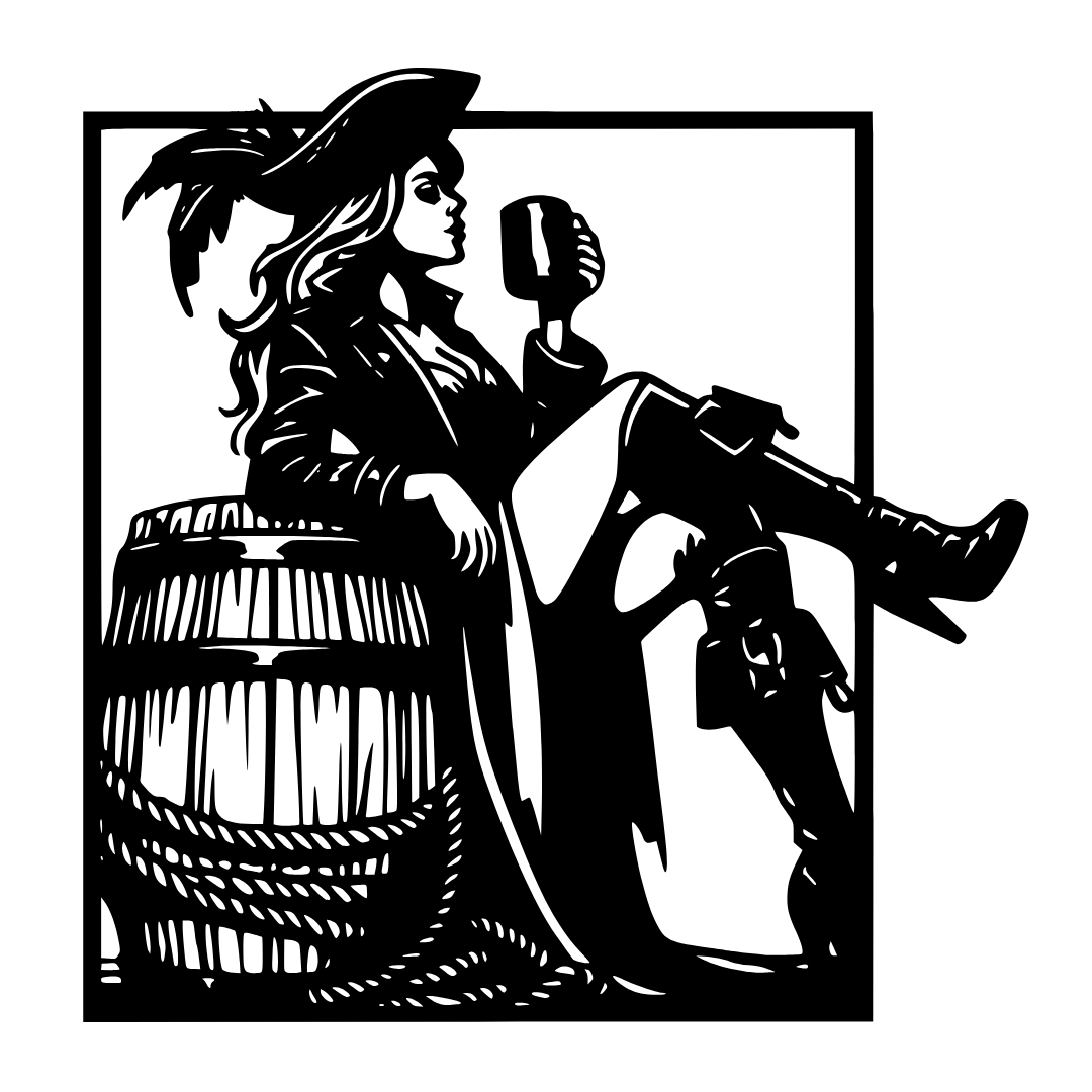 The Pirate Queen pirate woman metal wall art isolated on a white background showing a detailed female pirate silhouette