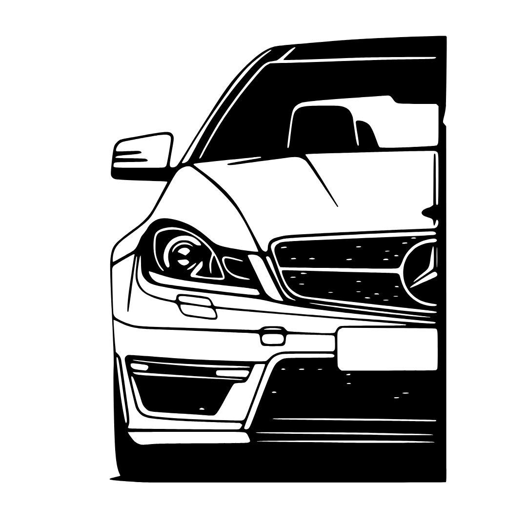 Three-Pointed Star Mercedes-Benz metal wall art isolated on a white background showing detailed front-view vehicle design