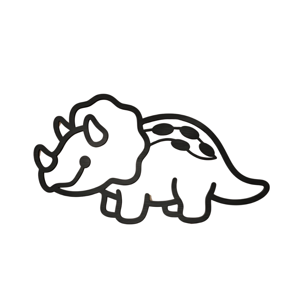 Tiny Triceratops | Dinosaur Metal Wall Art crafted from premium laser-cut powder-coated steel.