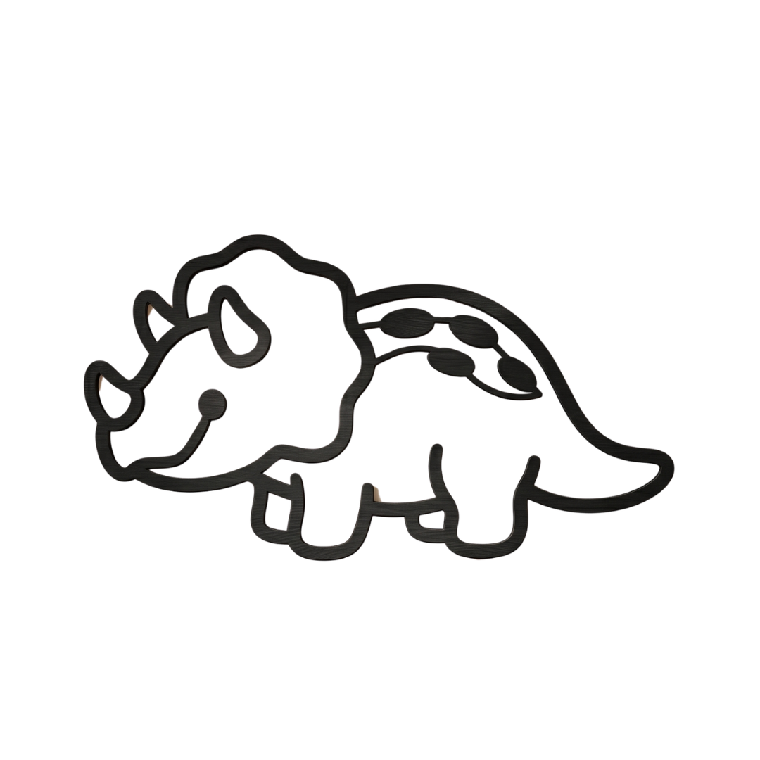 Tiny Triceratops | Dinosaur Metal Wall Art crafted from premium laser-cut powder-coated steel.