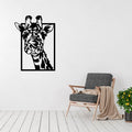 Giraffe wall art displayed in a quirky modern interior space