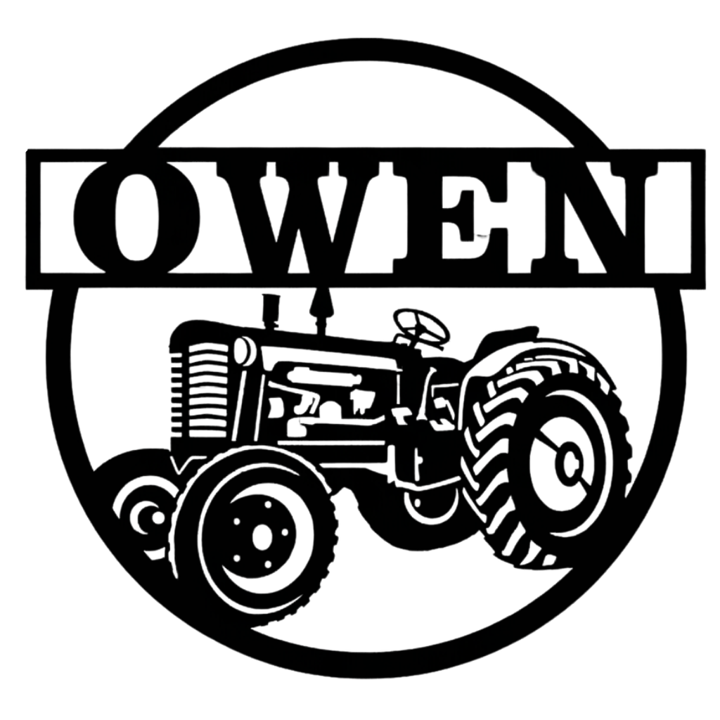 Tractor Trail metal wall sign on plain white background