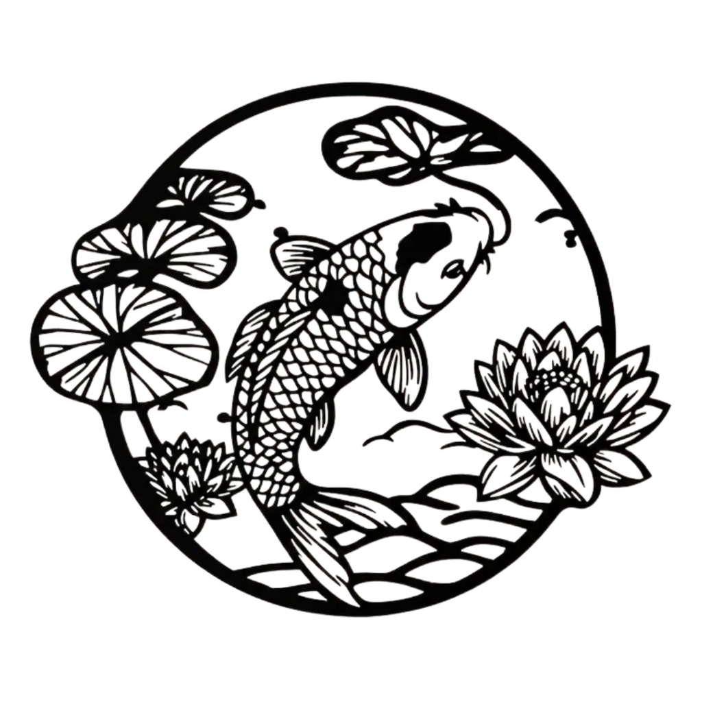 Tranquil Waters | Koi Pond Metal Wall Art crafted from premium laser-cut powder-coated steel.
