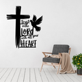 Trust in His Plan Christian metal wall art displayed above a contemporary chair in a stylish modern interior