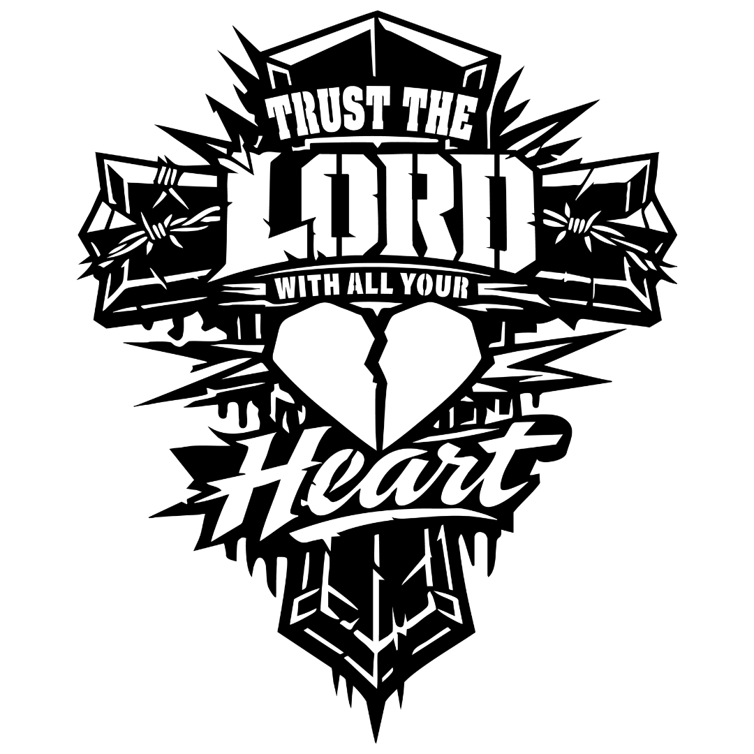 Trust the Lord with all your heart cross metal wall art on white background
