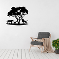 Under the Acacia | African Lion Family Metal Wall Art displayed in a modern living room.