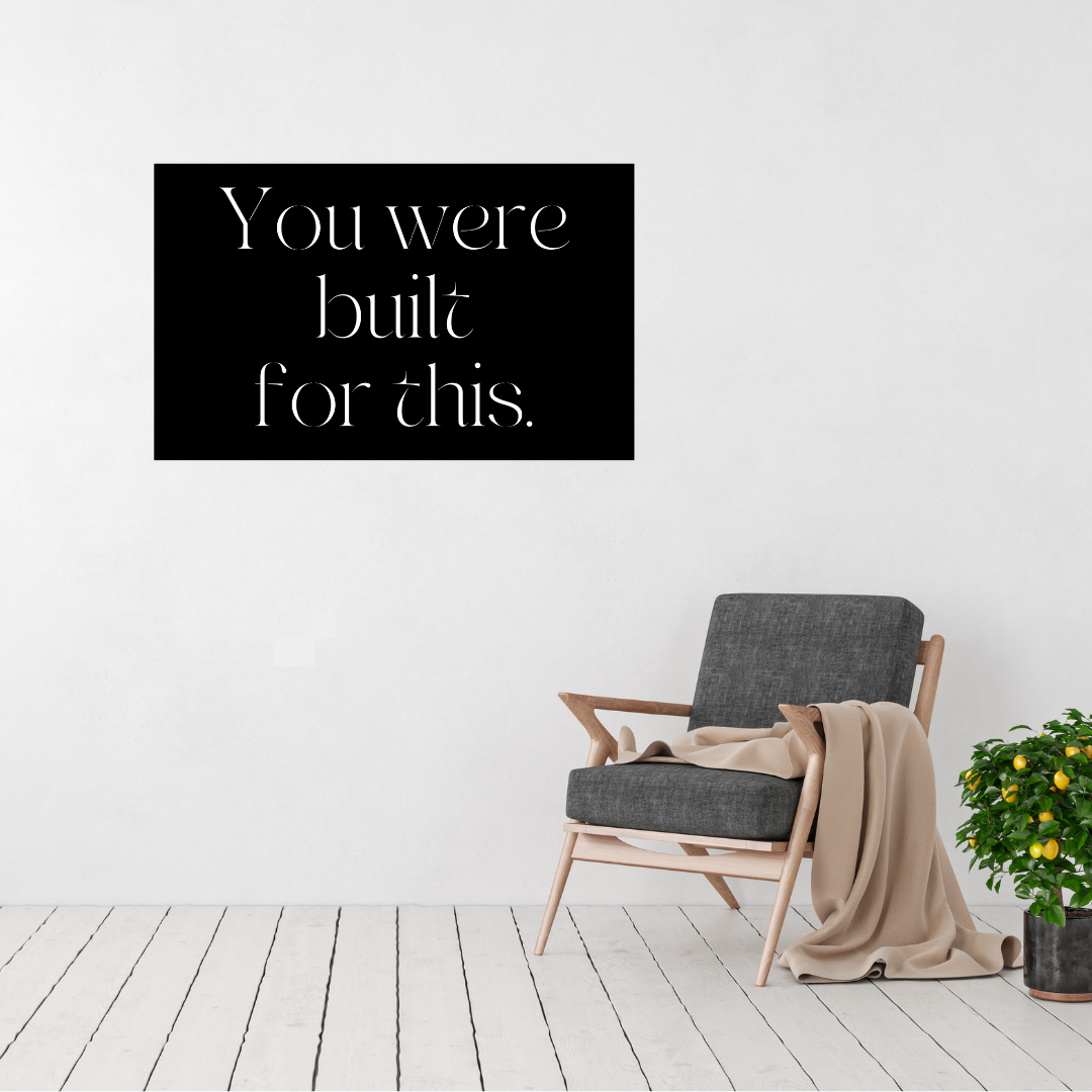 Unstoppable Fitness Inspired | You're Built For This Metal Wall Art displayed in a modern living room.