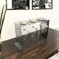 Modern tabletop wine glass holder with decorative grapevine side panels