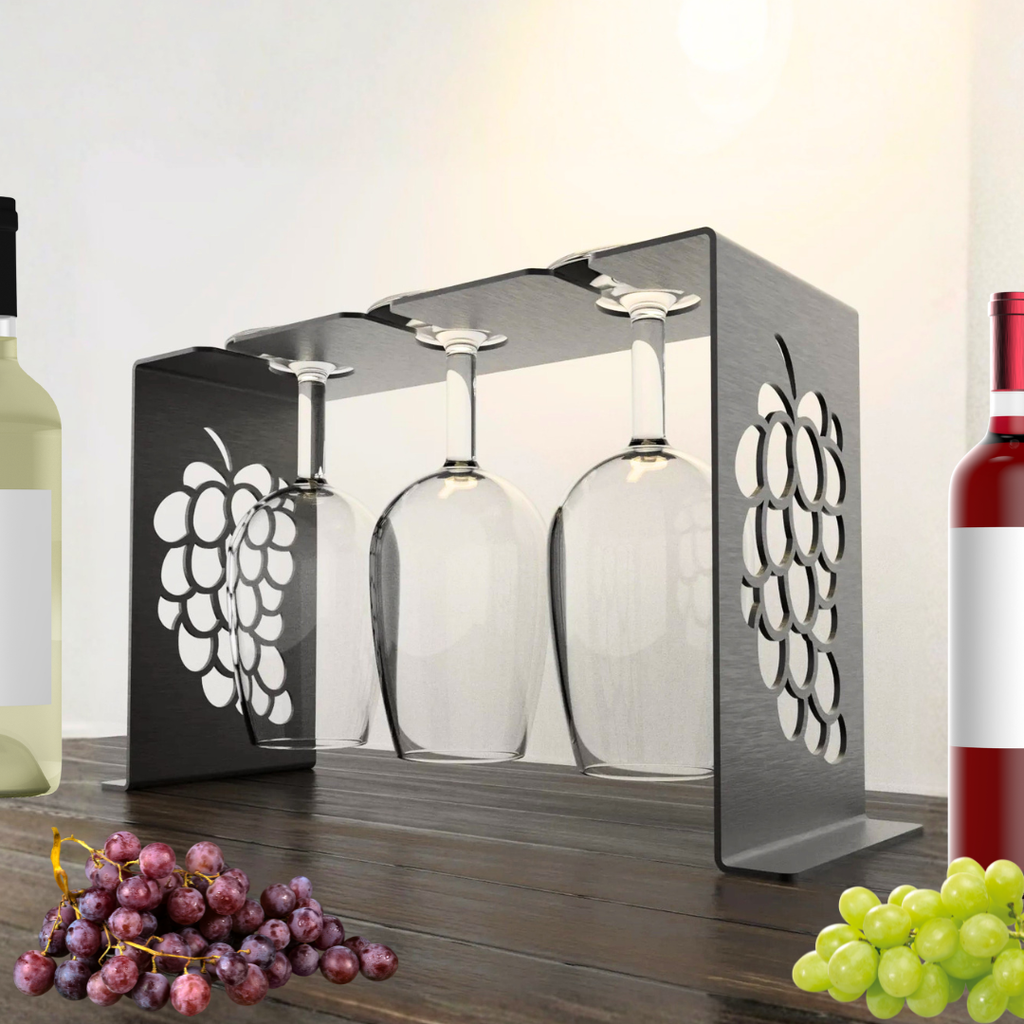 Decorative countertop wine glass rack for home bar and dining spaces