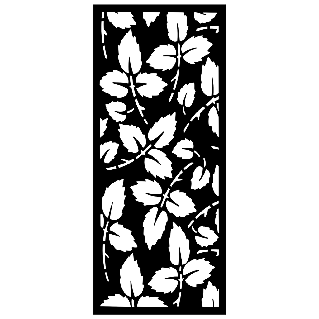 Vinewood decorative metal privacy panel isolated on a white background showing its organic leaf and vine detailing