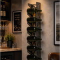 Vineyard Vertical Wine Rack displaying multiple wine bottles in a modern wall-mounted design